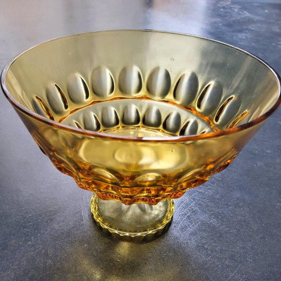 1960s Vintage Viking Georgian Amber Pedestal Trifle Fruit/Salad Bowl - Picture 7 of 7